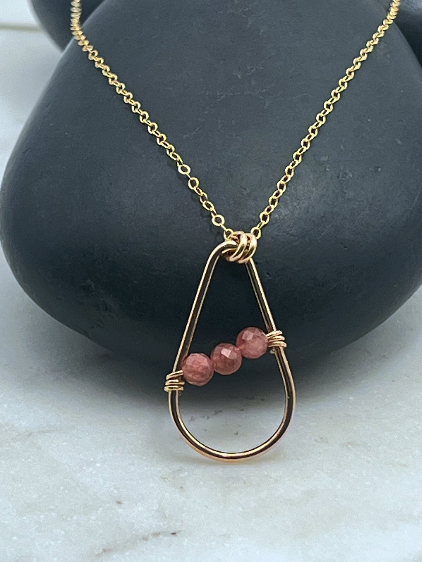 Pink Tourmaline Teardrop Necklace