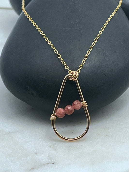 Pink Tourmaline Teardrop Necklace