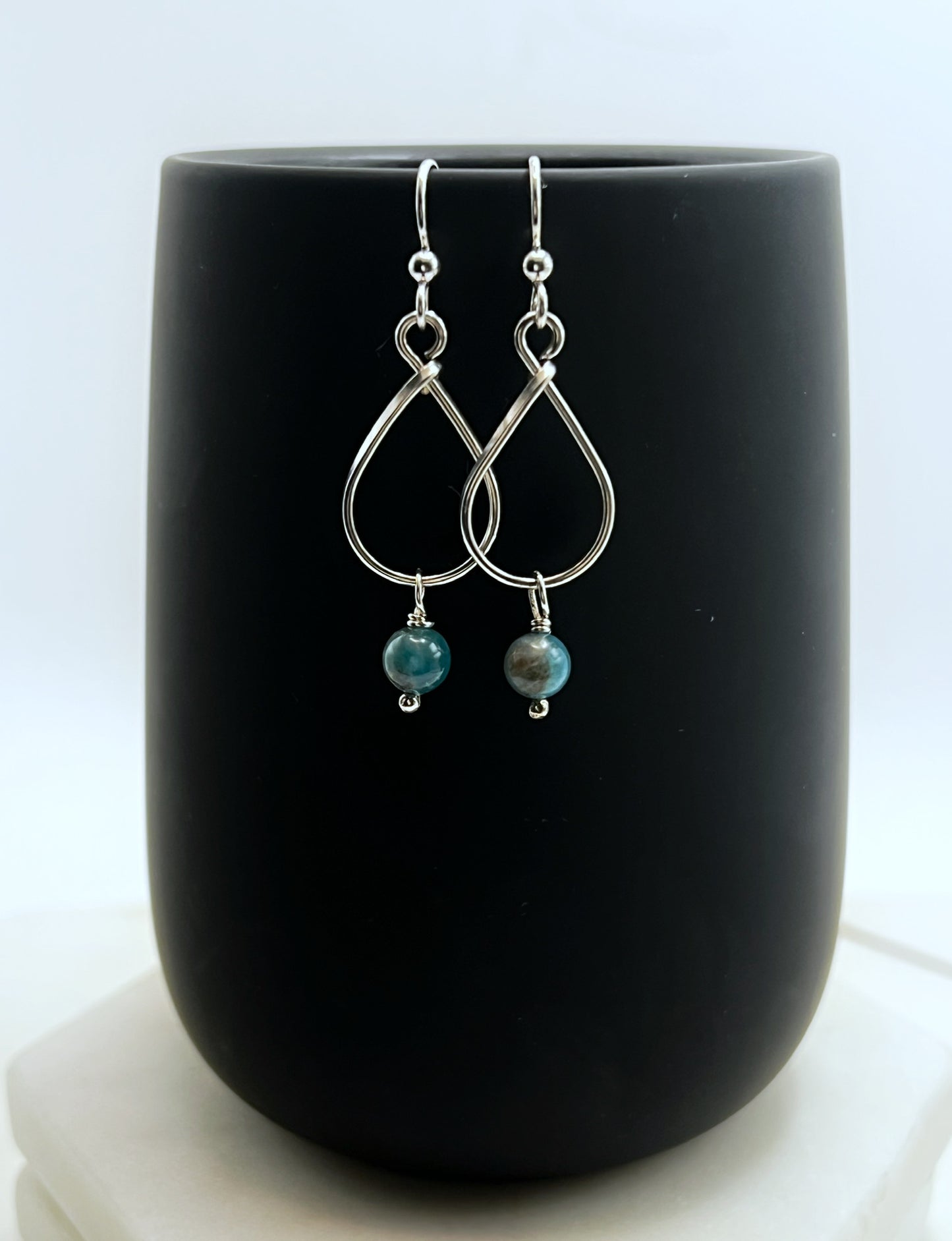 Sterling silver and apatite teardrop earrings