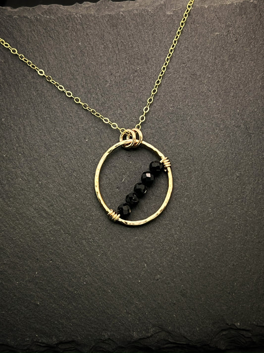 14K Gold and onyx necklace