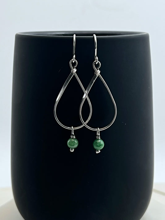 Sterling silver and ruby zosite teardrop earrings