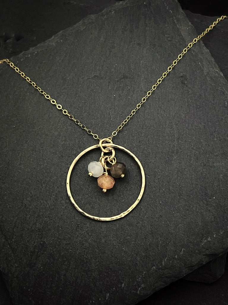 14K Gold and coffee moonstone necklace