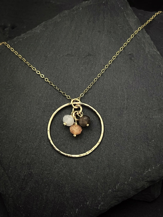 14K Gold and coffee moonstone necklace