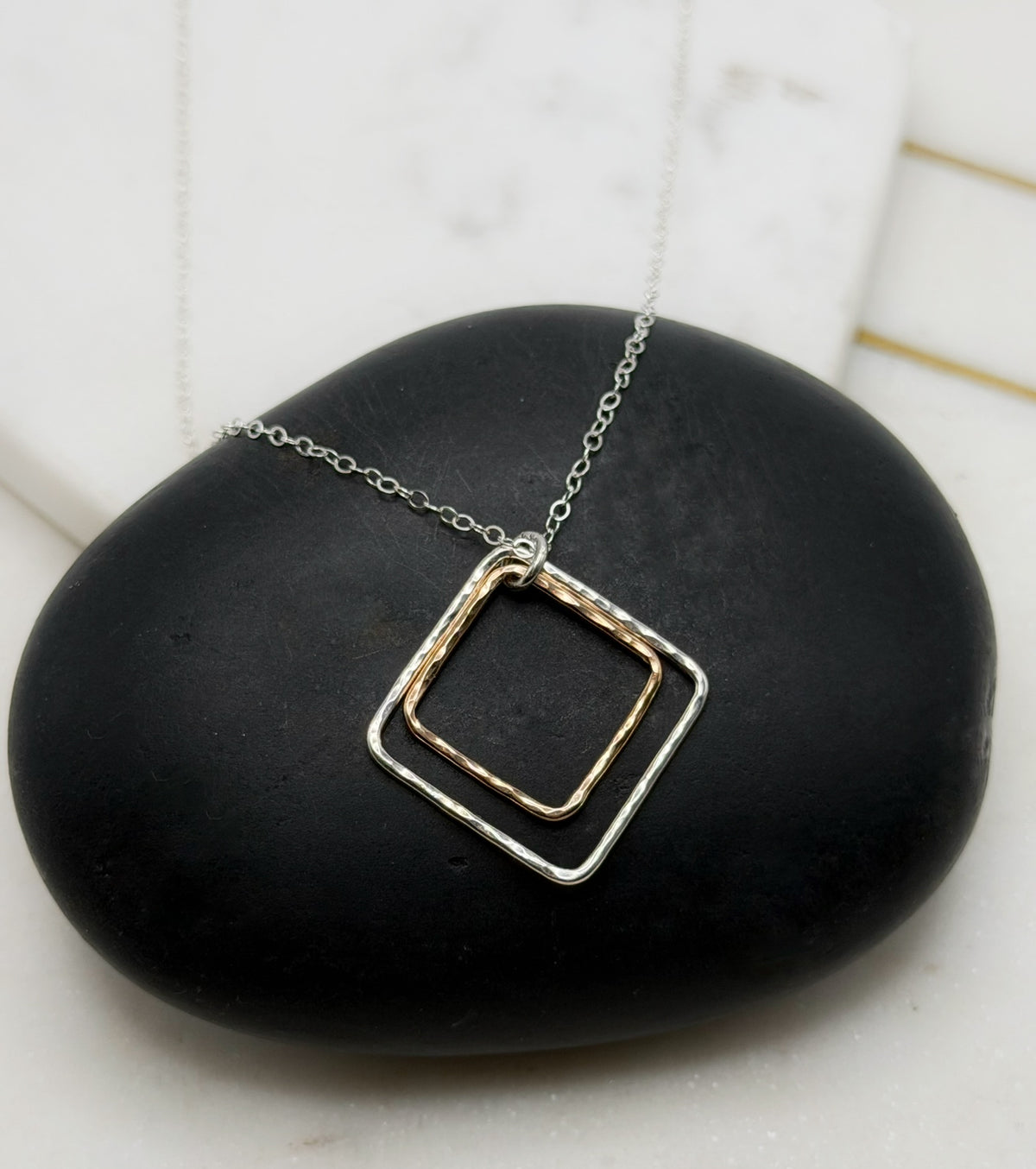 14K gold and sterling silver mixed metal necklace