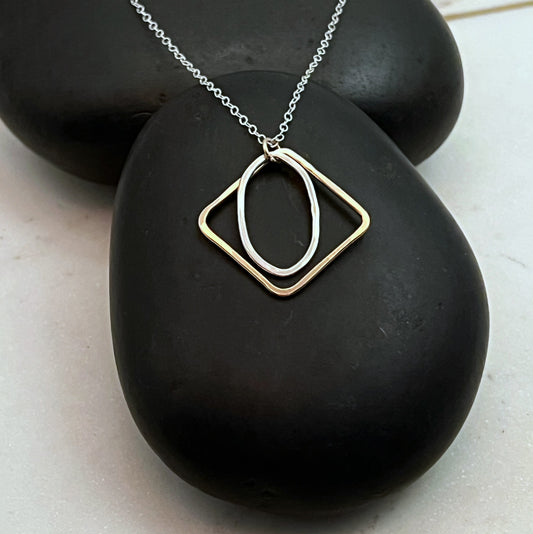 Mixed Metal Geometric Necklace