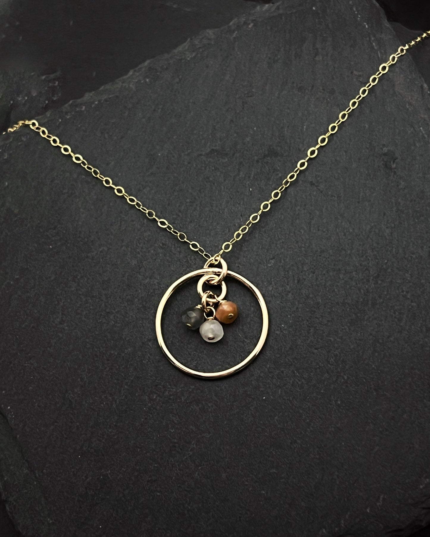 14K Gold and coffee moonstone necklace