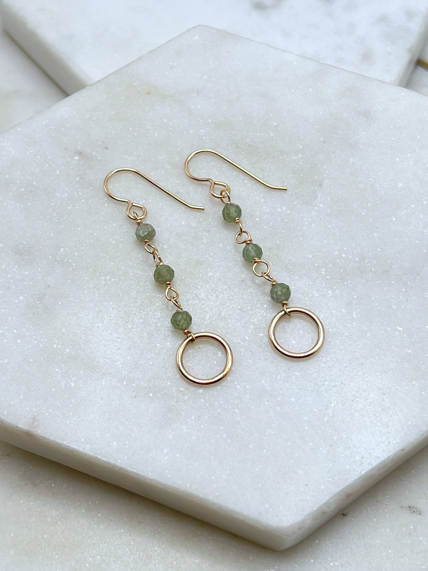 Green Apatite Earrings – 14K Gold Fill