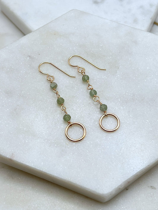 Green Apatite Earrings – 14K Gold Fill