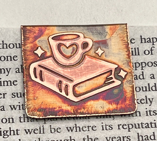 Acid etched copper Book Lover bookmark