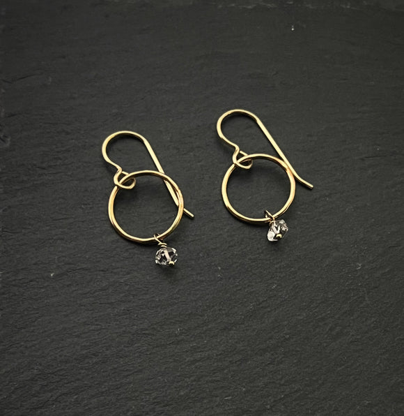 14 Karate gold and Herkimer Diamond earrings