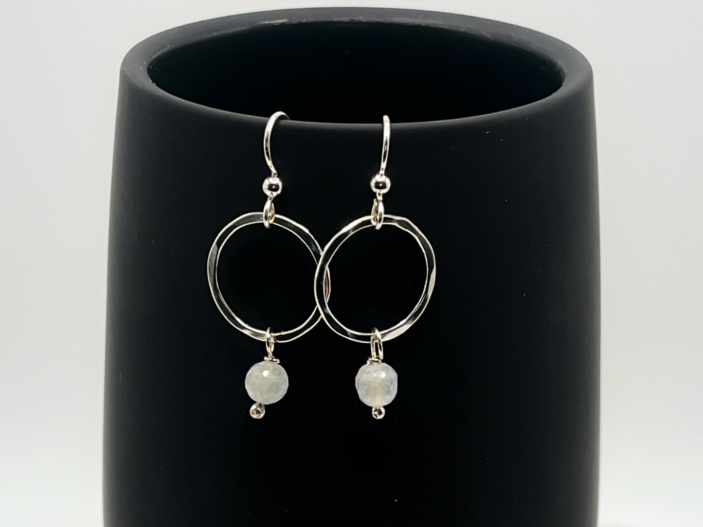 Sterling silver earrings with rainbow moonstone