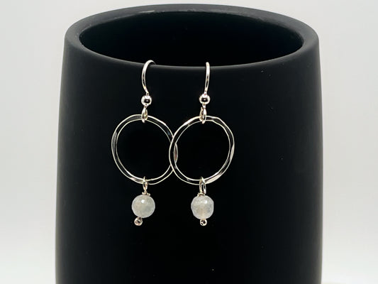 Sterling silver earrings with rainbow moonstone