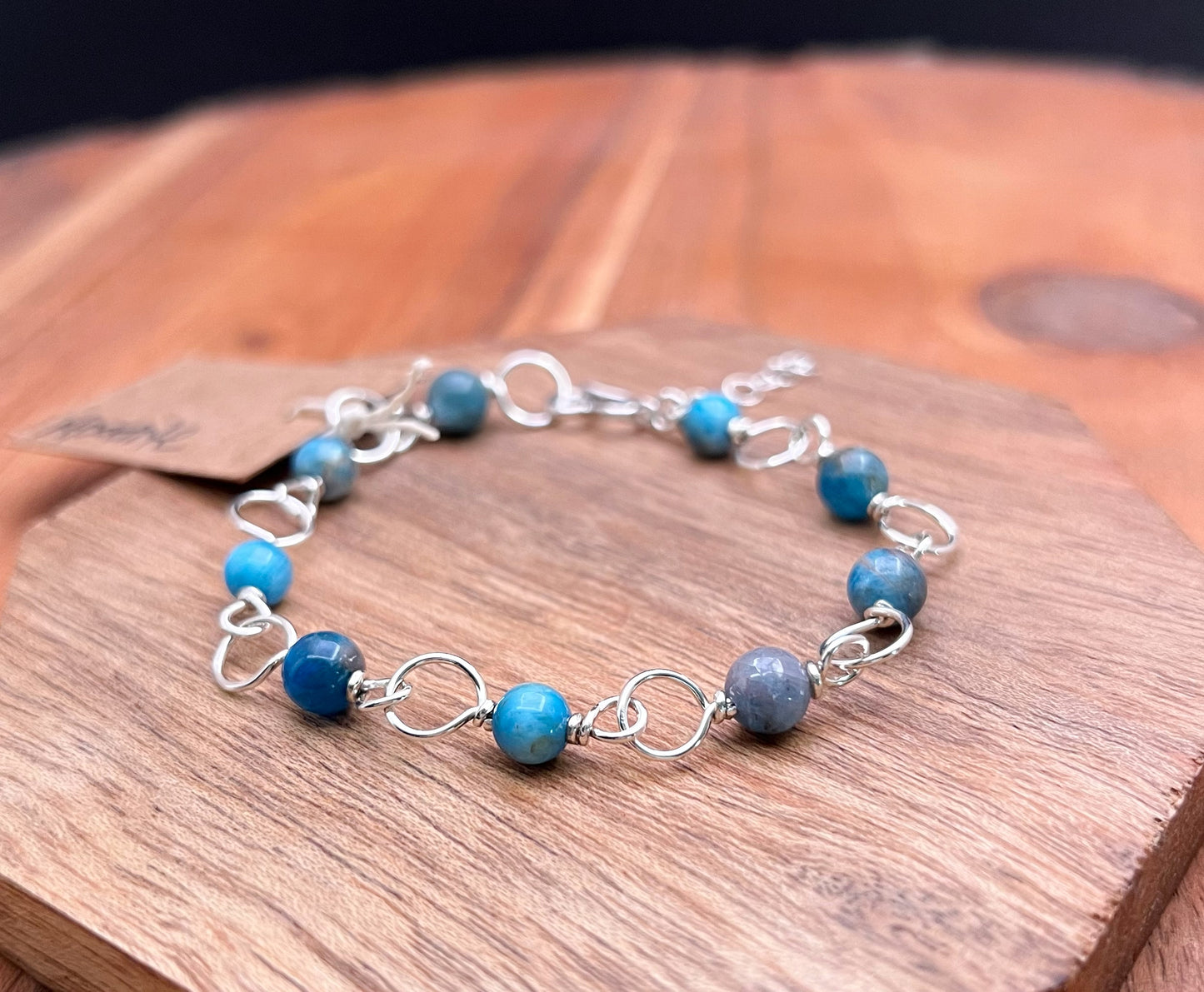 Sterling silver and apatite bracelet