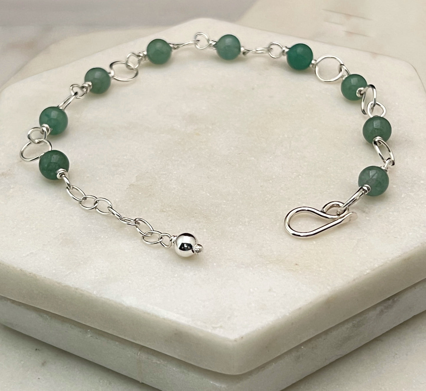 Sterling silver and aventurine bracelet