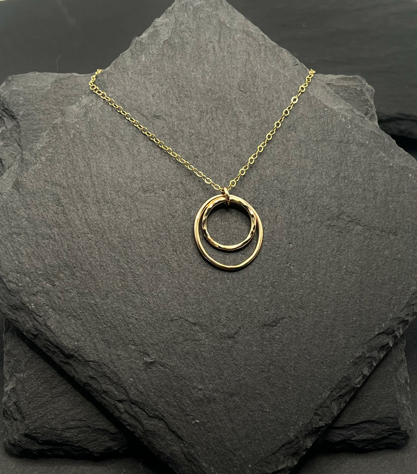 14K Gold double hoop necklace