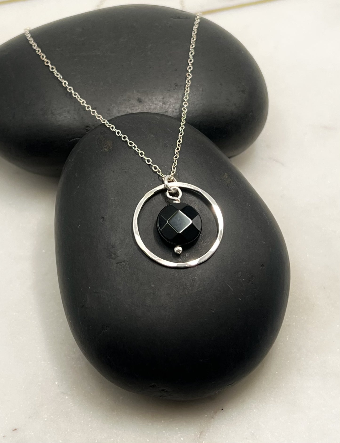 Black Onyx Circle Necklace