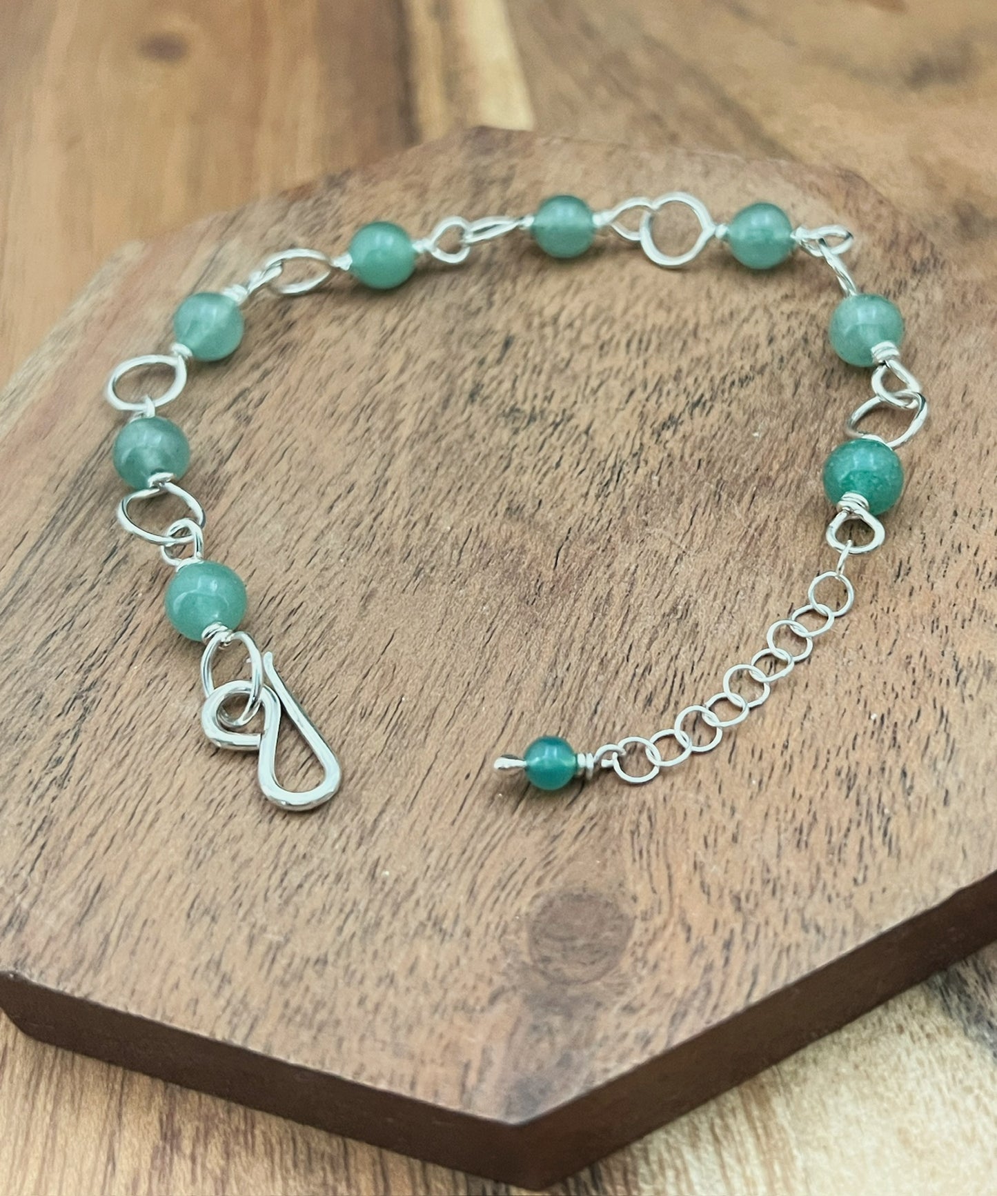 Sterling silver and aventurine bracelet