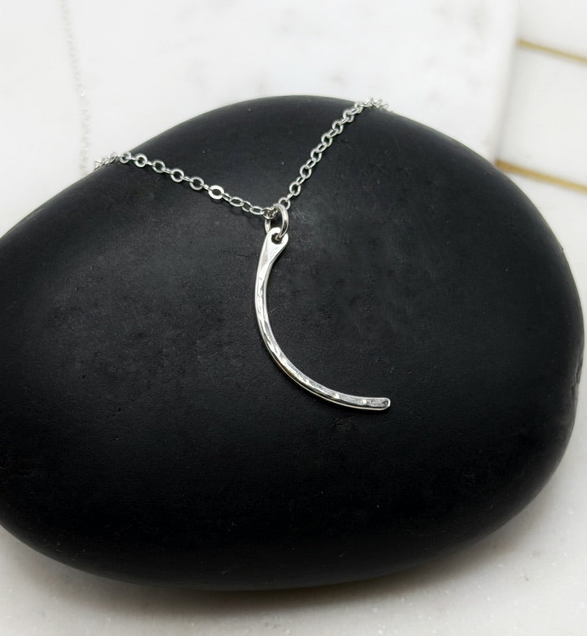 Forged Sterling Silver Crescent Necklace