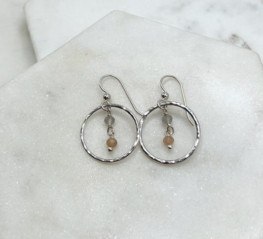 Sterling silver earrings with coffee moonstone
