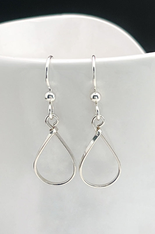 Hand-Forged Tiny Sterling Teardrop Earrings