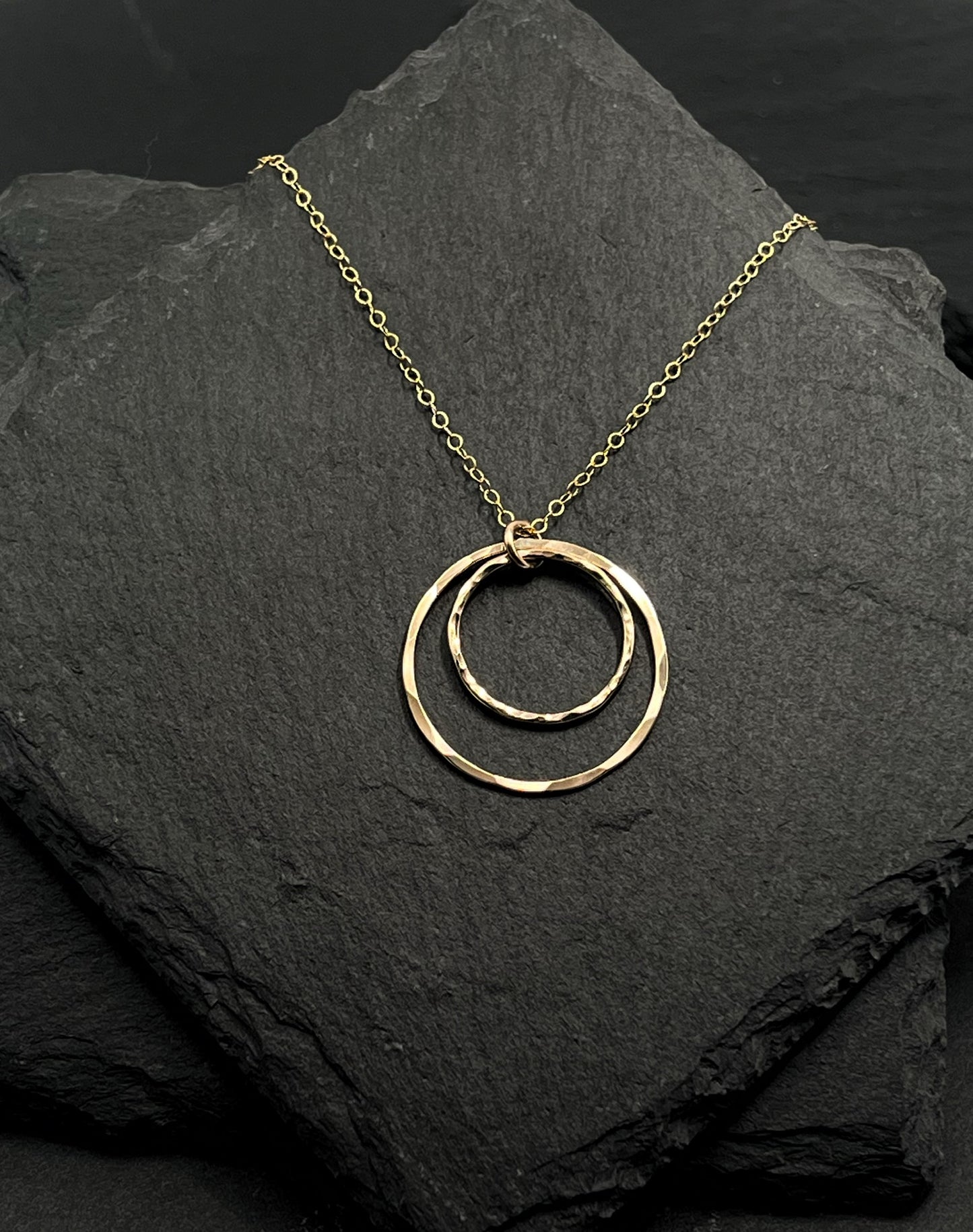 14K Gold double hoop necklace