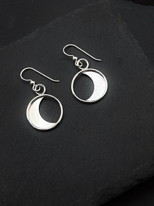 Sterling Silver Crescent Moon Drop Earrings