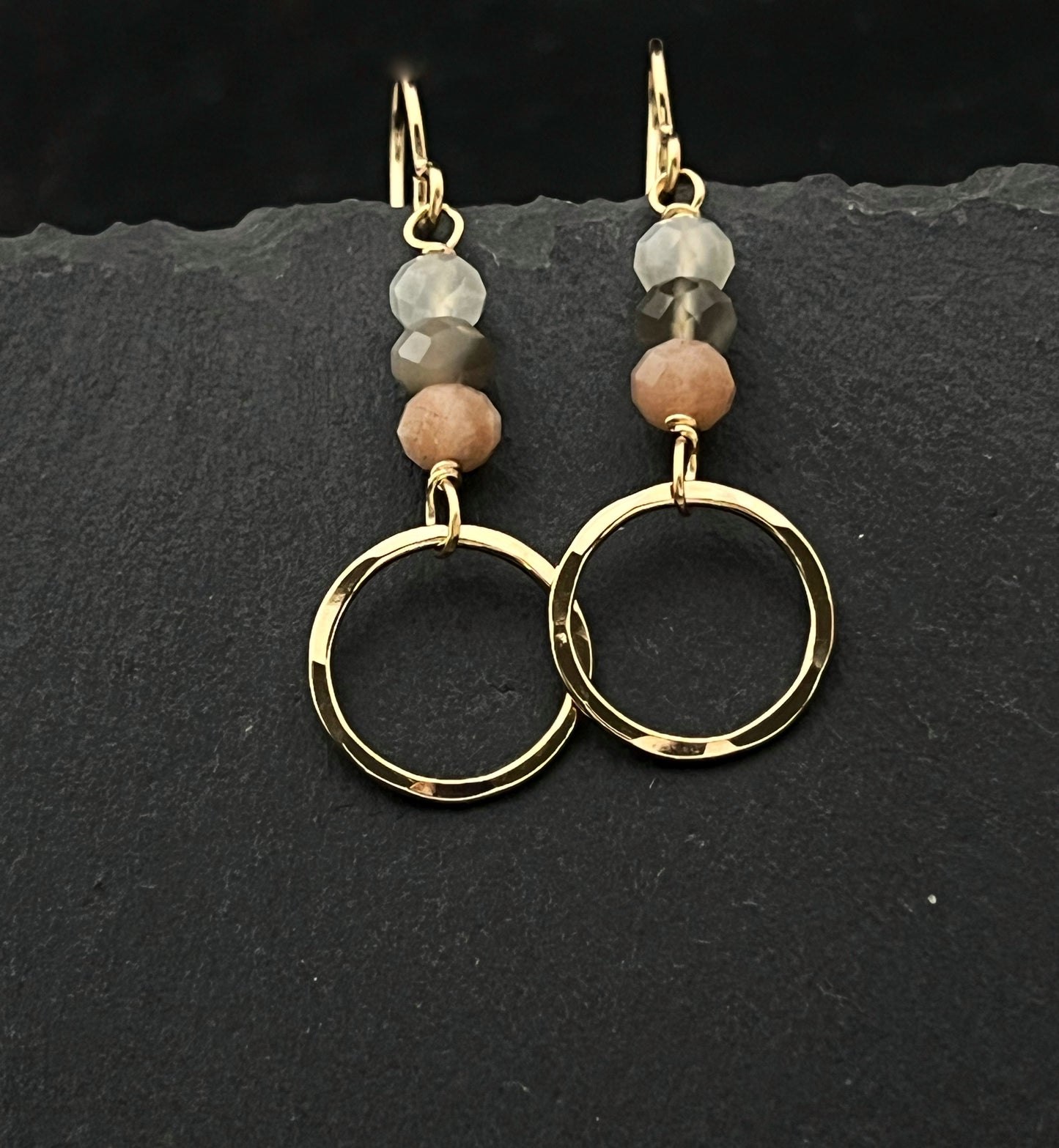 14 Karate gold and coffee moonstone earrings