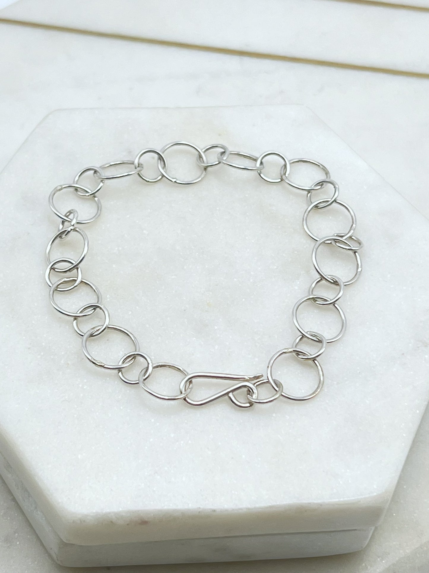 Forged sterling silver chain bracelet