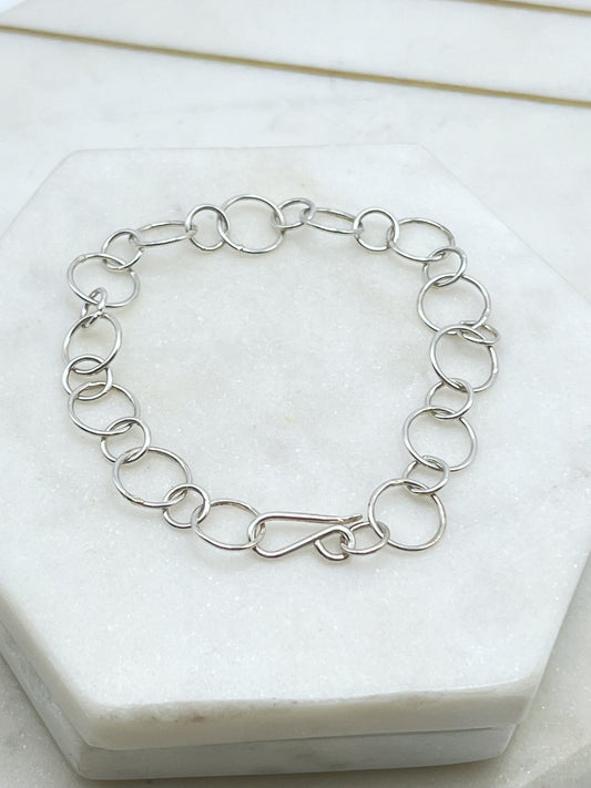 Forged sterling silver chain bracelet
