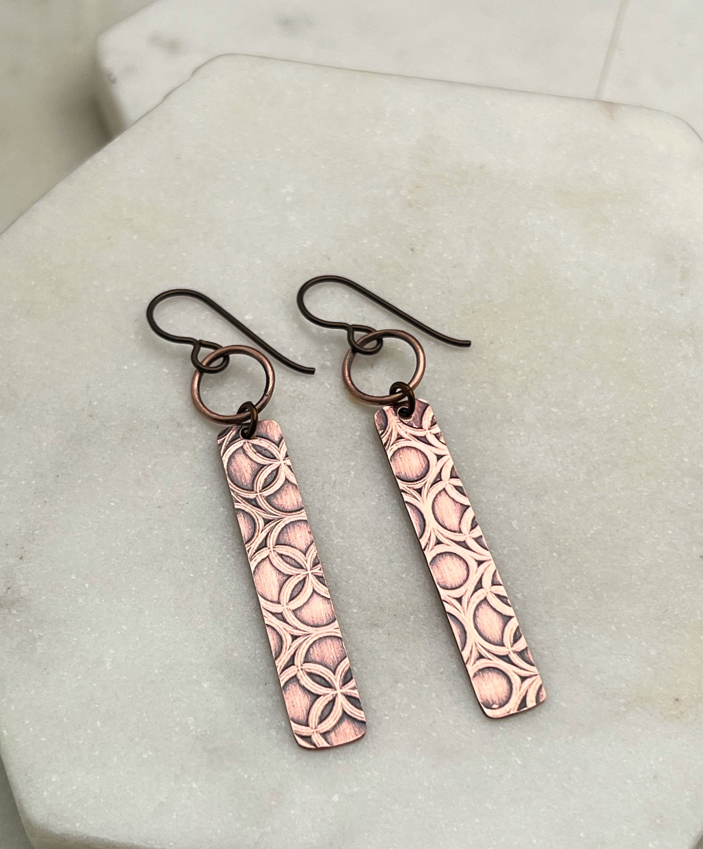 Patterned Copper Dangle Earrings