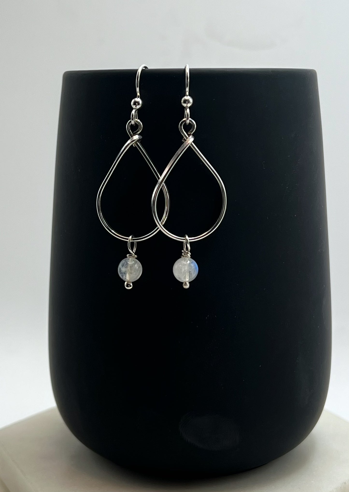 Sterling silver and moonstone teardrop earrings