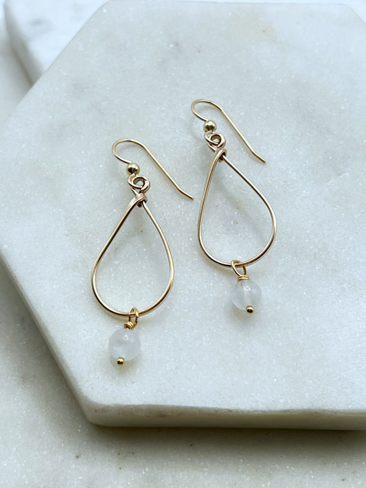 14 Karate gold and rainbow moonstone earrings