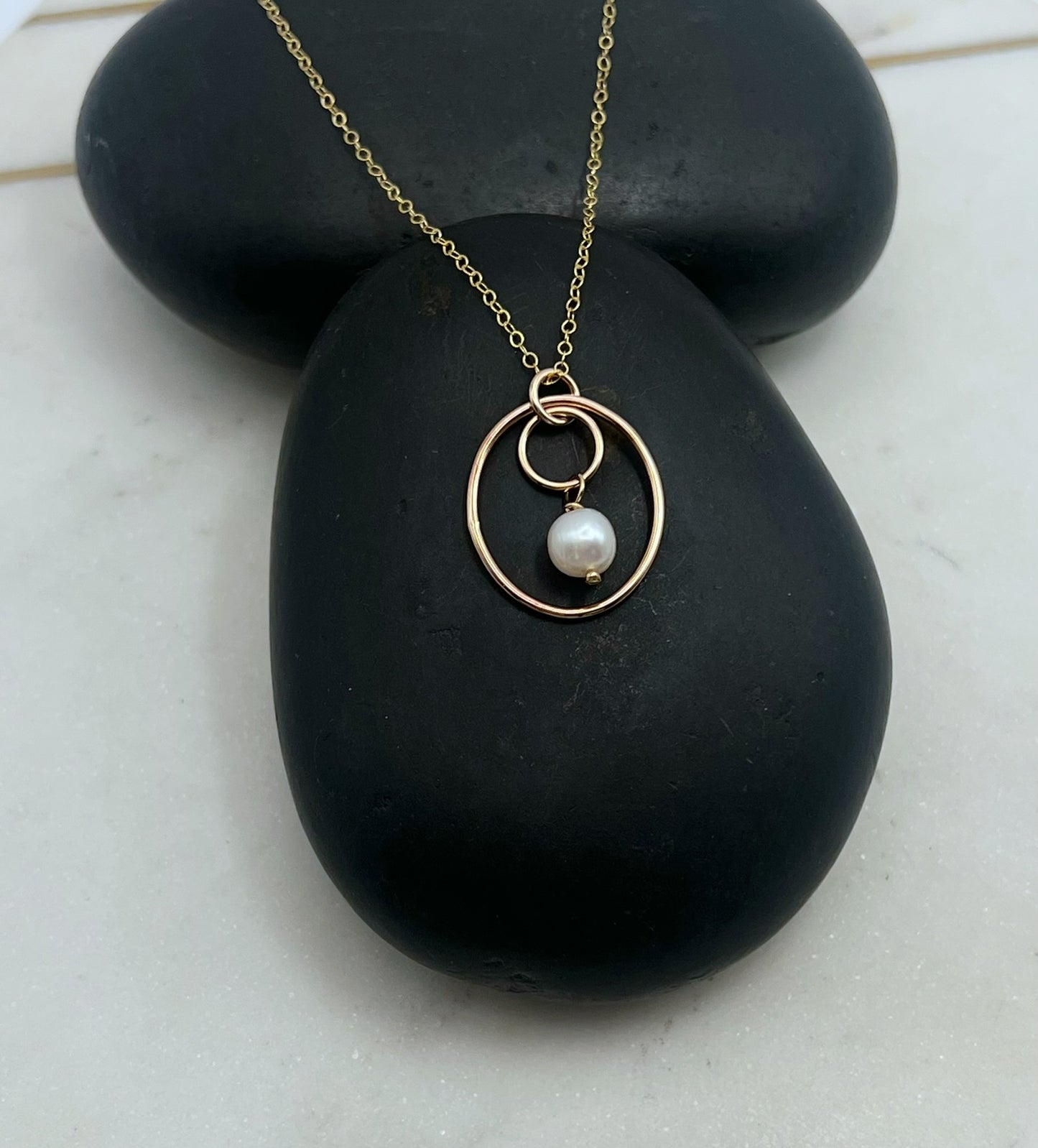 Pearl Circle and Oval Necklace