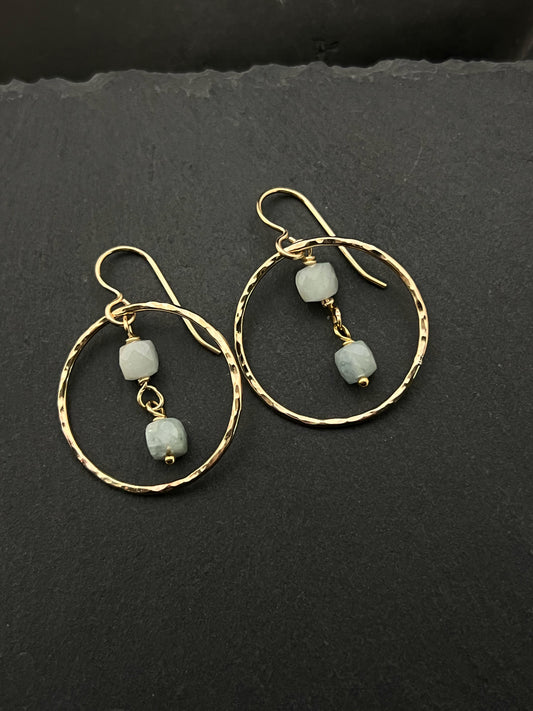 14 Karate gold and aquamarine earrings