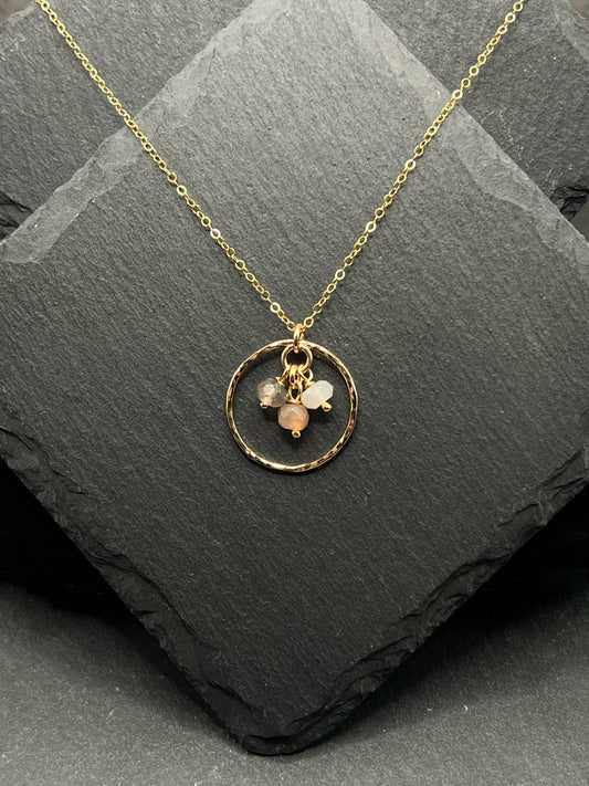 14K Gold and coffee moonstone necklace