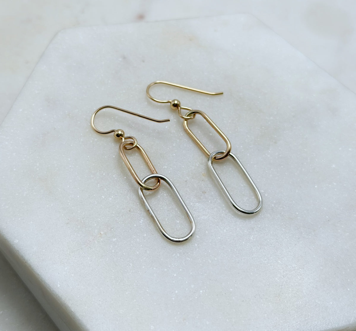 14K Gold Fill & Sterling Silver Linked Earrings