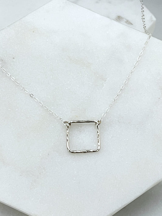 Sterling silver square  necklace
