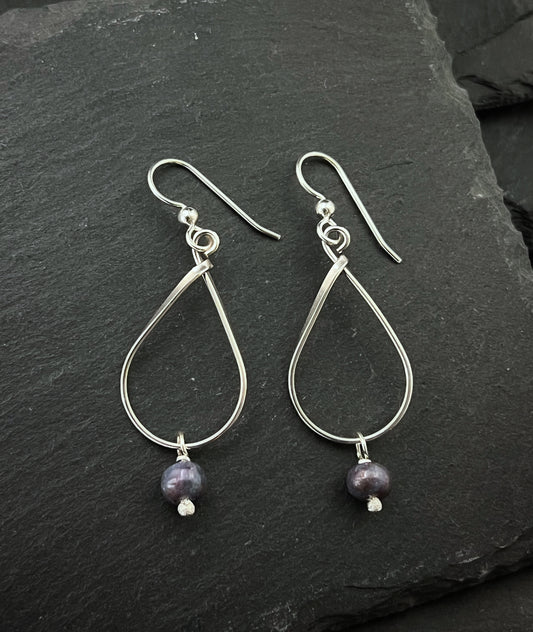 Sterling silver and ruby kyanite teardrop earrings