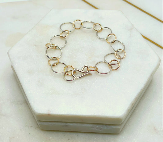 Mixed Metal Circle Link Bracelet