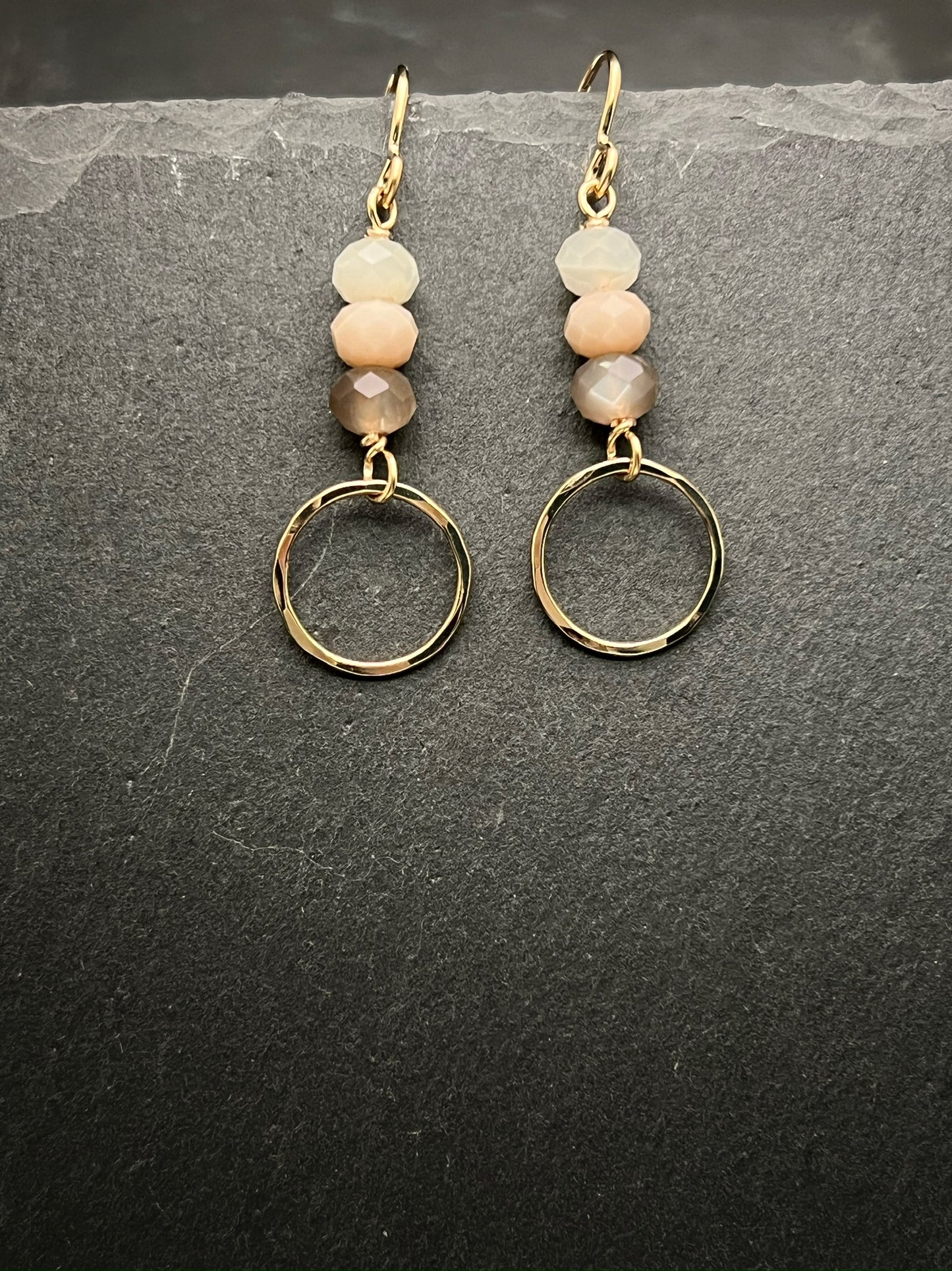 14 Karate gold and coffee moonstone earrings