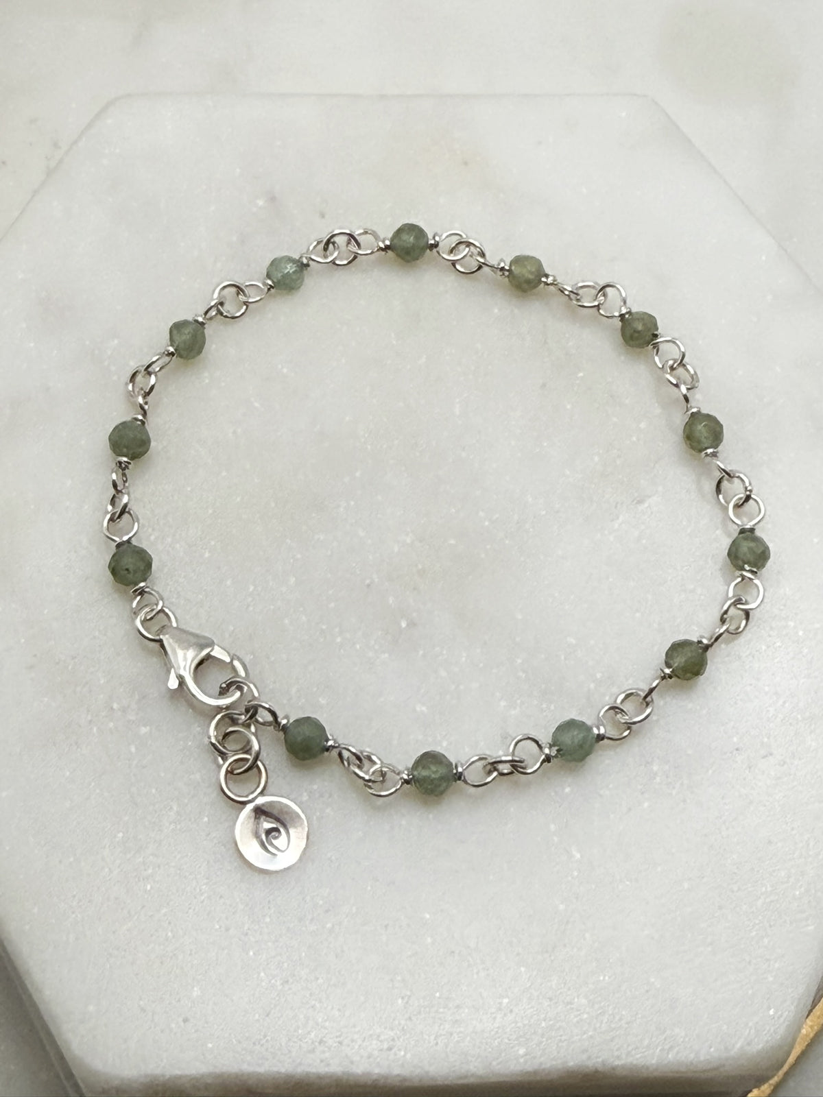 Green Aventurine & Sterling Silver Bracelet