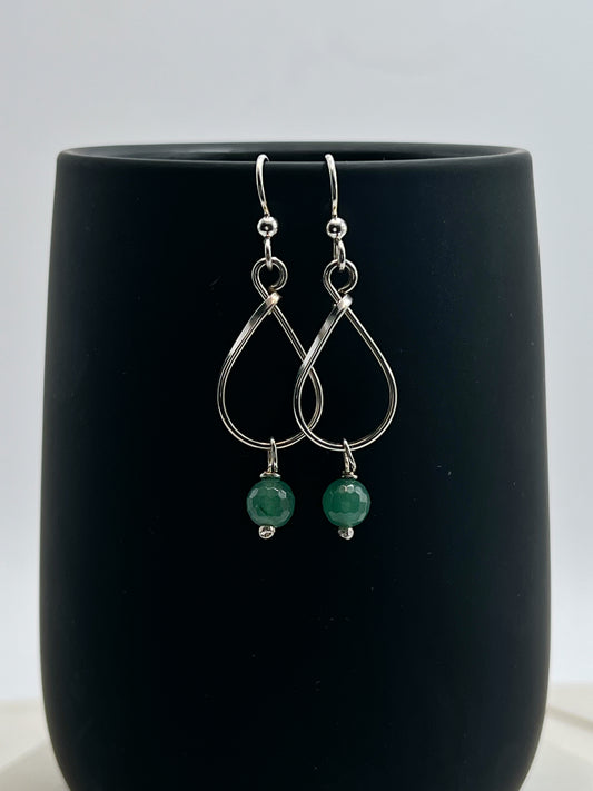 Sterling silver and aventurine teardrop earrings