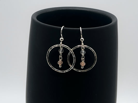 Sterling silver earrings with coffee moonstone