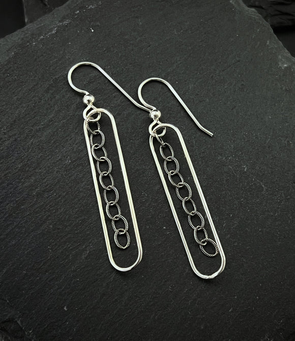 Sterling silver forged earrings