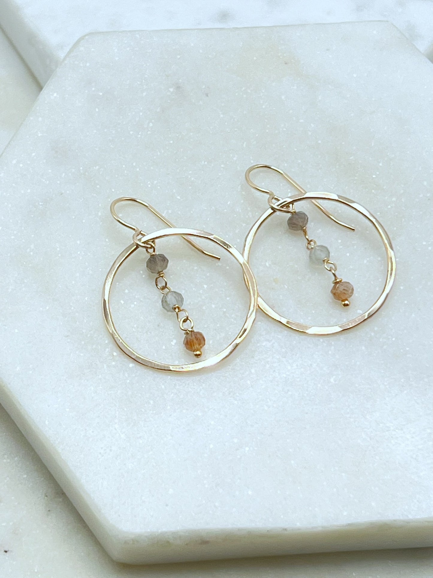 14 Karate gold and coffee moonstone earrings