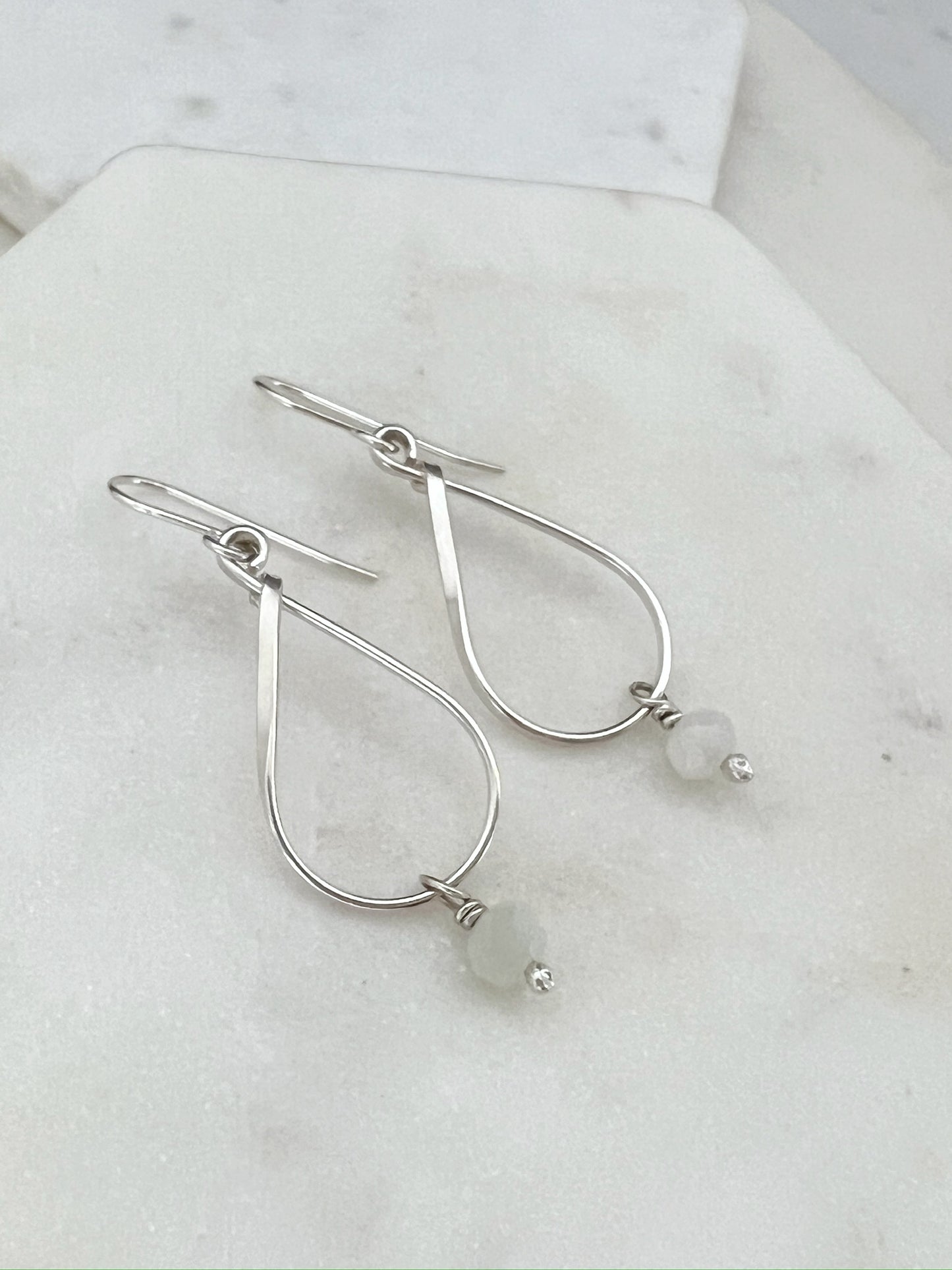 Sterling silver and moonstone teardrop earrings