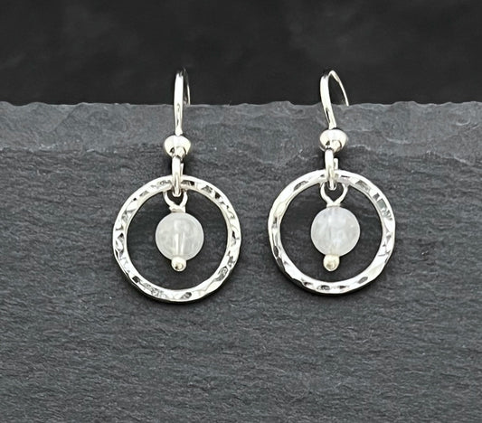 Forged Sterling Silver & Moonstone Dangle Earrings