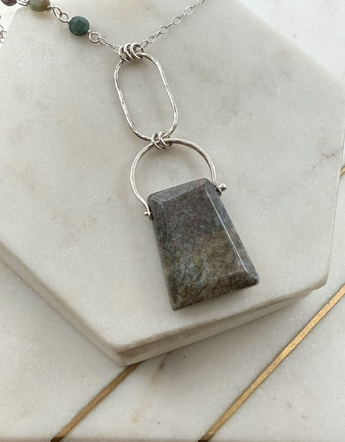 One-of-a-Kind Moss Agate & Sterling Silver Necklace