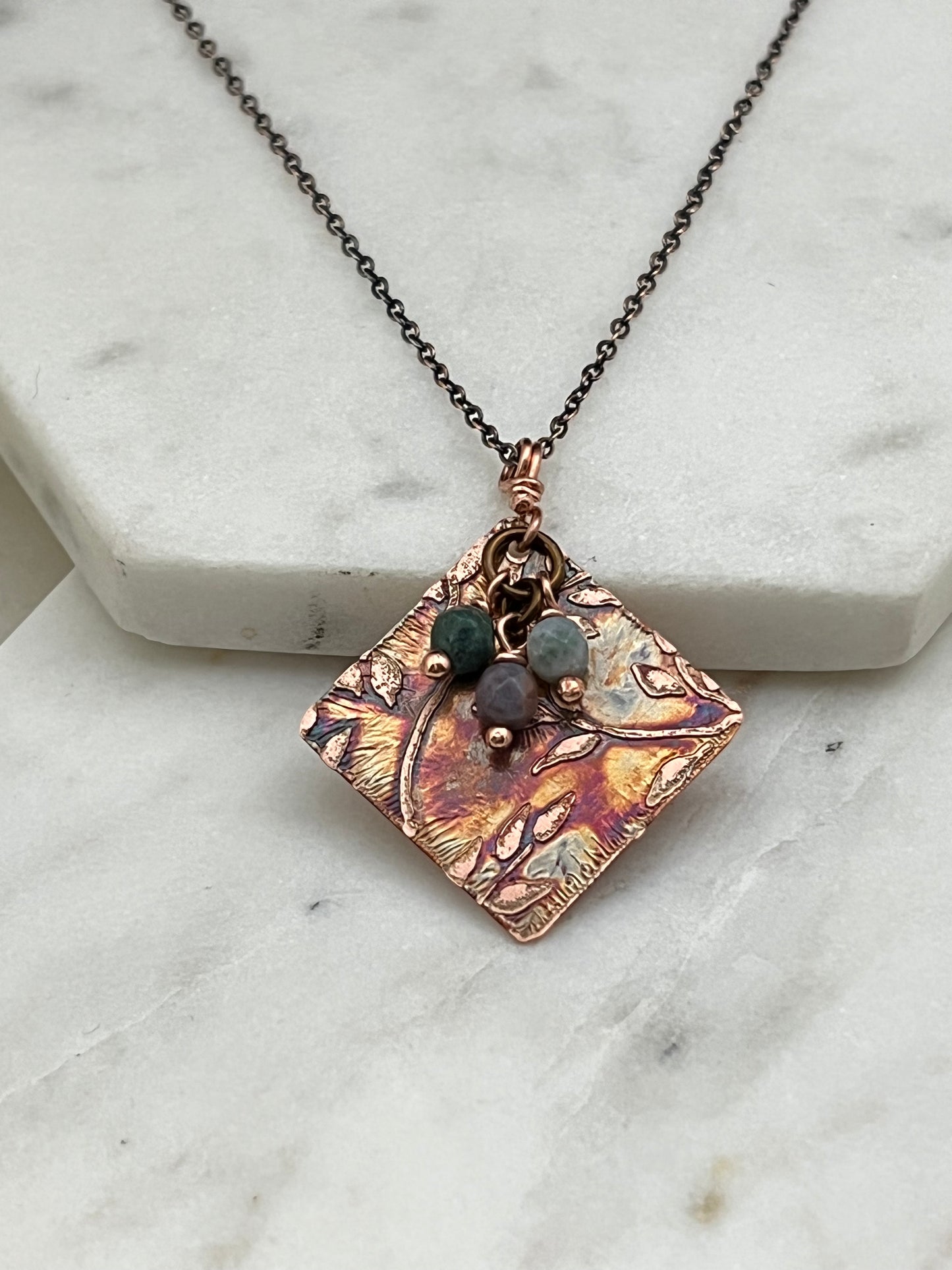 India Agate and copper necklace