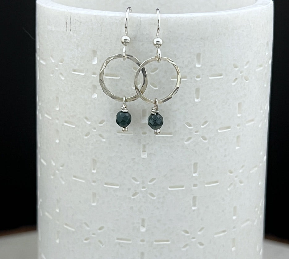 Sterling silver hoop earrings with India Agate gemstones